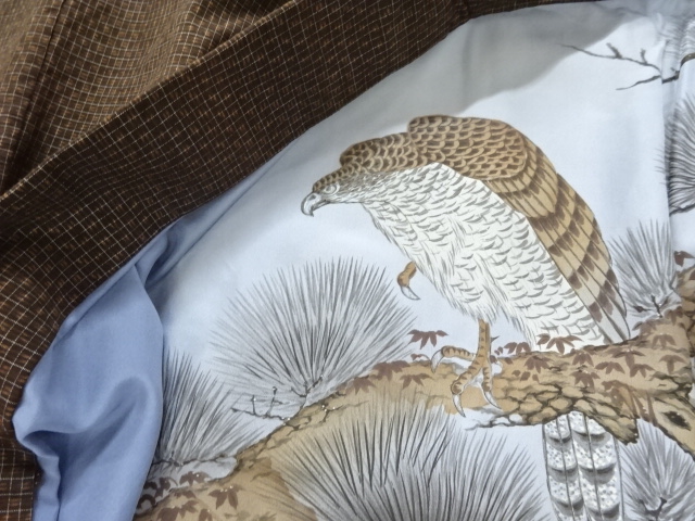  アンティーク　本場久米島紬男物着物アンサンブル(材料)